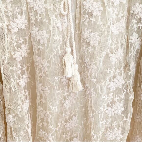 Free People Embroidered Lace Floral Pattern Boho Top Small - Picture 5 of 10